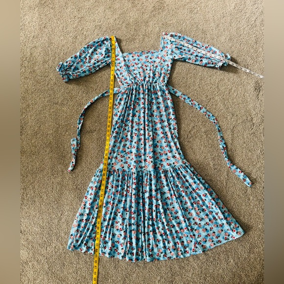 Maxi Dress S Boho Floral Flared summer stretchy fabric elastic waist sundress - Picture 5 of 11